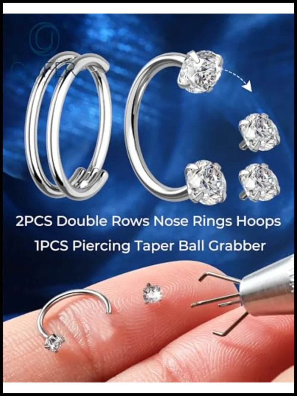 20G 316L Surgical Steel Nose Rings Hoops Set of 2